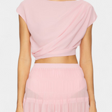 Nalia Φούστα από Σιφόν με Ελαστική Μέση και Αέρινες Στρώσεις