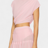 Nalia Φούστα από Σιφόν με Ελαστική Μέση και Αέρινες Στρώσεις