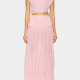Nalia Φούστα από Σιφόν με Ελαστική Μέση και Αέρινες Στρώσεις