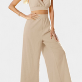 Valentina Σετ με Δαντελένιο Γιλέκο με Ανοιχτή Πλάτη και Φαρδύ Παντελόνι