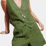 Σετ με Γιλέκο και Σορτς από Λινό Βαμβάκι