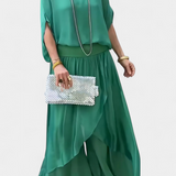 Maravilla Ρευστό Σετ Δύο Τεμαχίων με Χαλαρό Τοπ και Ασύμμετρη Φούστα