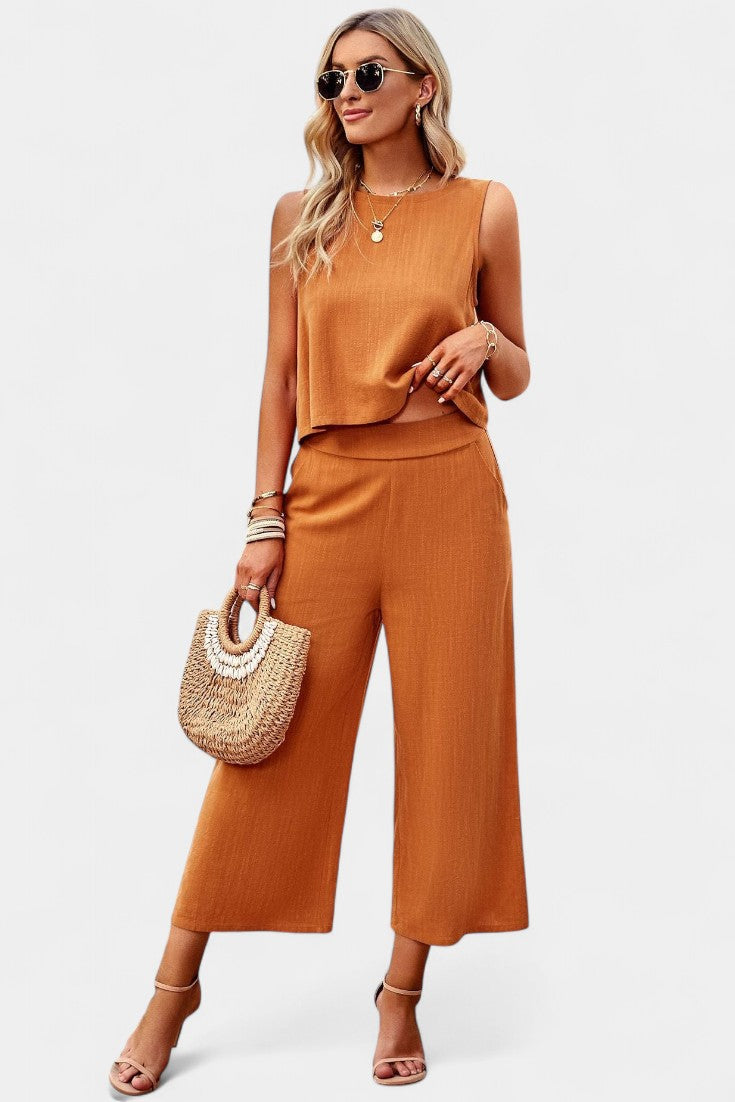 Lavinia Boho Σετ με Αέρινο Τοπ και Σορτς από Λινό και Βαμβάκι